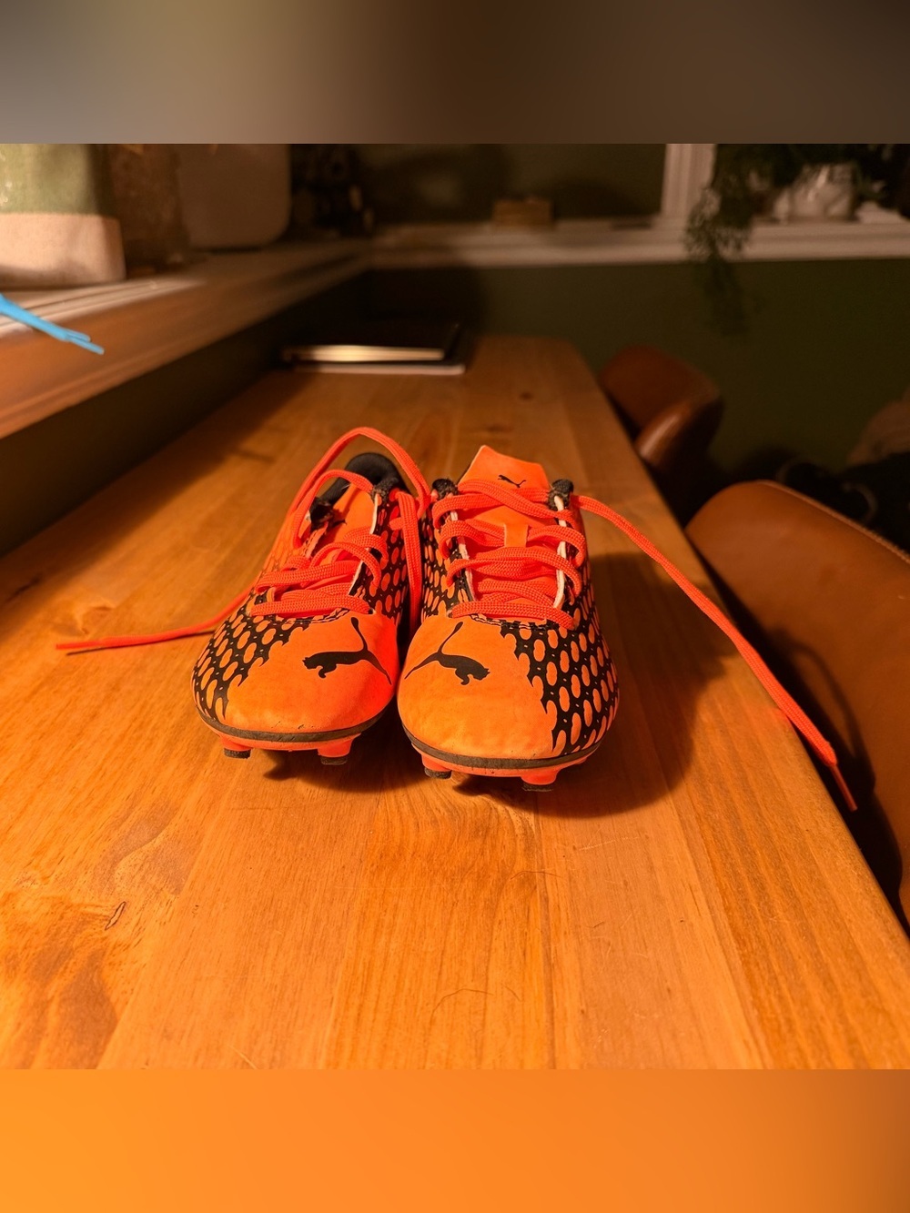 Puma Kids Orange and Black Soccer Cleats - Picture 2 of 4